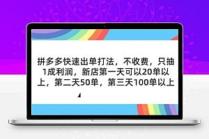 拼多多2天起店，只合作不卖课不收费，上架产品无偿对接，只需要你回…