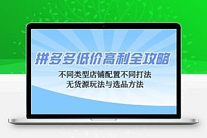 拼多多低价高利全攻略：不同类型店铺配置不同打法，无货源玩法与选品方法