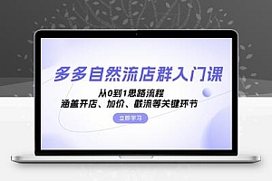 多多自然流店群入门课，从0到1思路流程，涵盖开店、加价、截流等关键环节