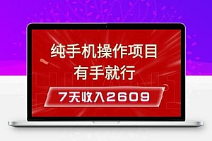 纯手机操作的小项目，有手就能做，7天收入2609+实操教程【揭秘】